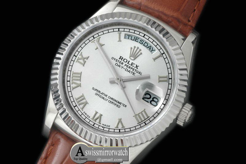 Rolex DayDate Fluted Silver Roman SS/LE Asian 2836