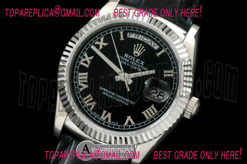 Rolex DayDate Fluted Black Roman SS/LE Asian 2836