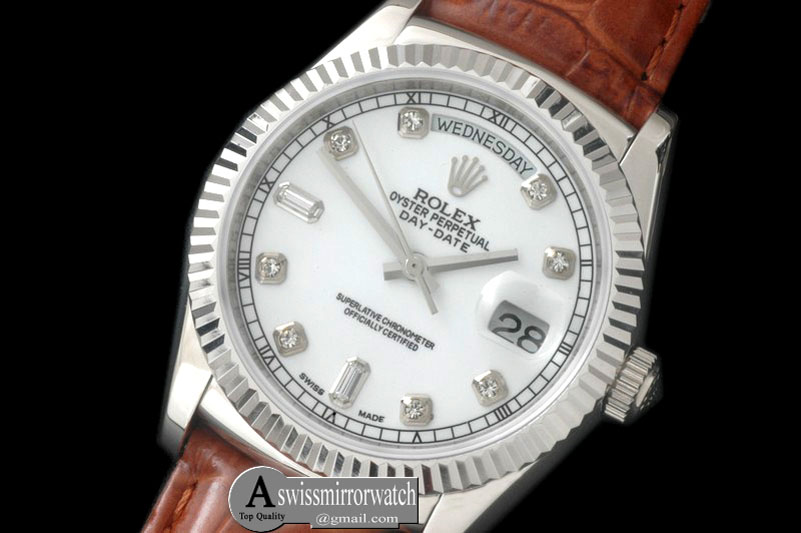 Rolex DayDate Fluted White Diam SS/LE Asian Eta 2836