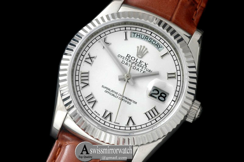 Rolex DayDate Fluted White Roman SS/LE Asian 2813