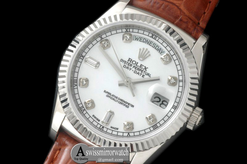 Rolex DayDate Fluted White Diam SS/LE Asian 2813