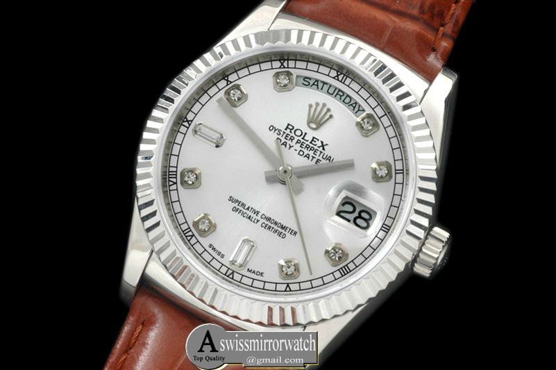 Rolex DayDate Fluted Silver Diam SS/LE Asian 2813