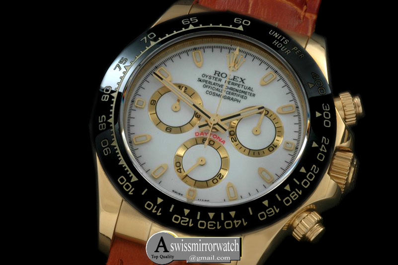 Rolex Daytona 116528 YG/LE White Stk A-7750 Sec@6