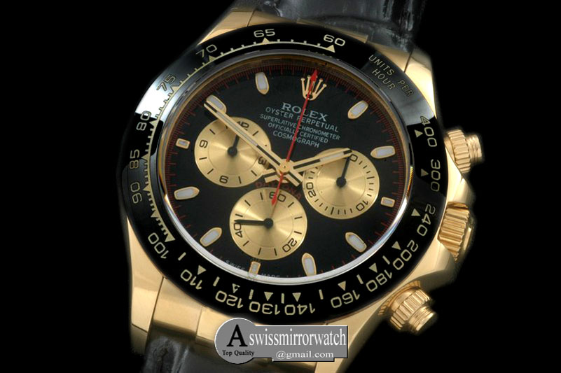 Rolex Daytona 116528 YG/LE Black Stk A-7750 Sec@6