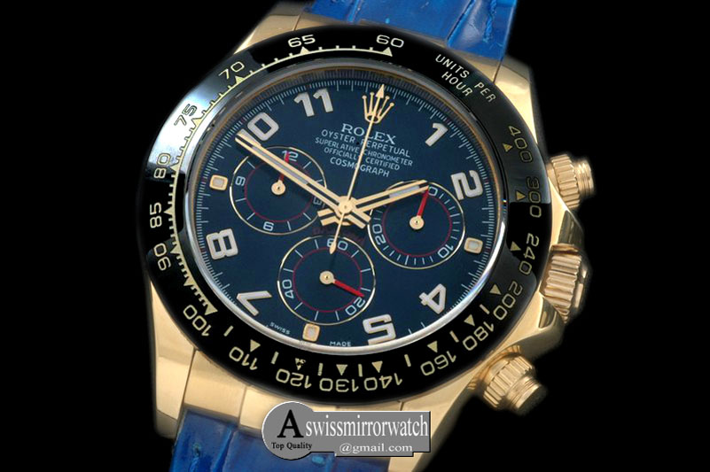 Rolex Daytona 116528 YG/LE Blue Num A-7750 Sec@6
