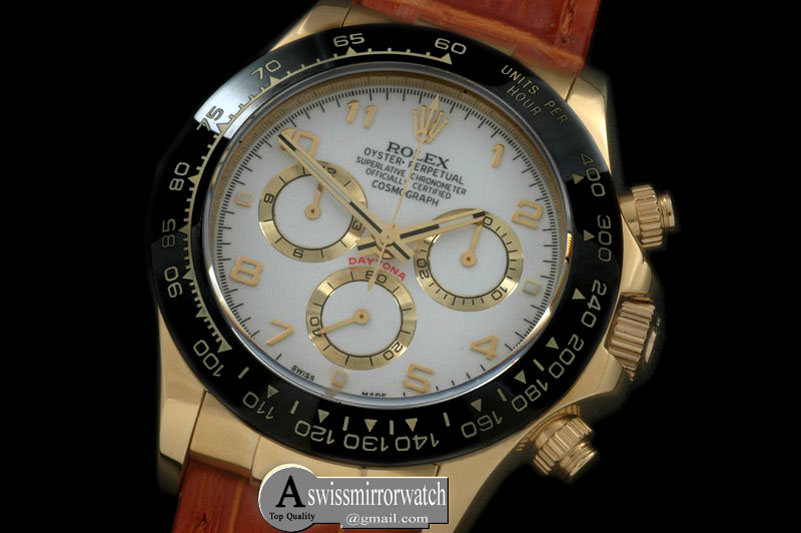 Rolex Daytona 116528 YG/LE White Num A-7750 Sec@6