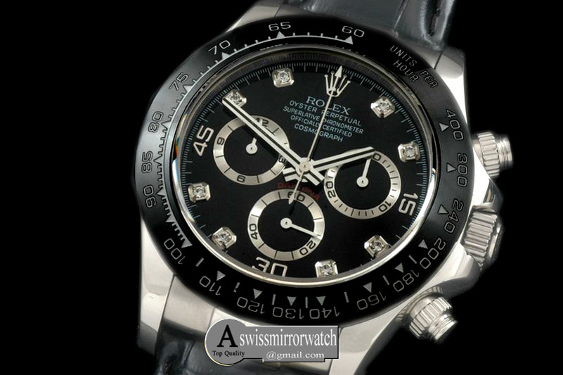Rolex Daytona 116519 SS/CER/LE Black Diam A-7750 Sec@6