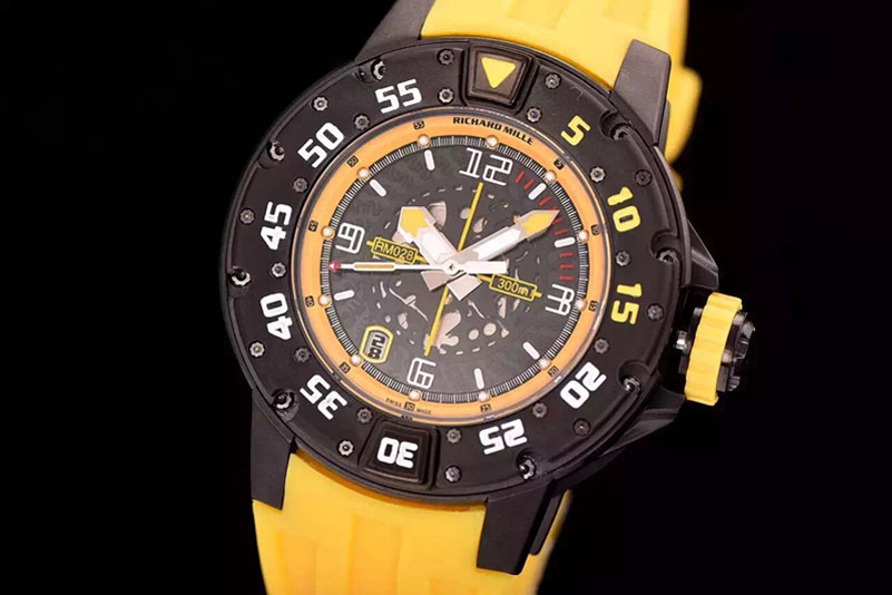 Richard Mille RM028 47mm RMF PVD Yellow Skeleton Dial on Yellow Rubber Strap A7750