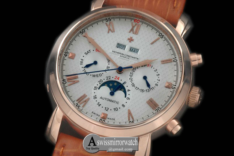 Vacheron Constantin Malte Perpetual Calender RG/LE White in Asian 2813