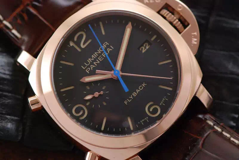Panerai PAM525 P RG V6F Black Dial on Brown Leather Strap P.9100