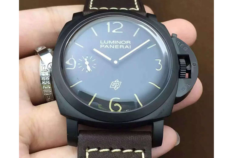 Panerai PAM 617 R Luminor 1950 DLC V6F California Dial Sapphire Crystal on Thick Brown Leather Strap P3000