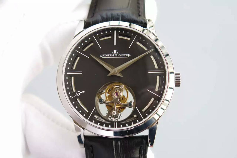 Vacheron Constantin Master Ultra Thin Tourbillon SS Black Dial on Black Leather Strap