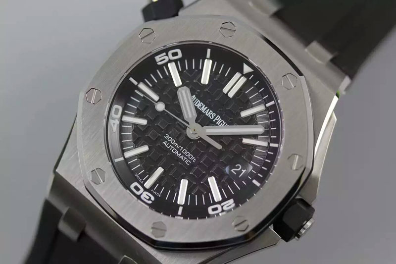 Audemars Piguet Royal Oak Offshore Diver 15710 JF Best Edition on Black Leather Strap A3120