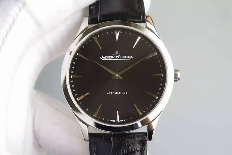 Jaeger-LeCoultre Master Ultra Thin SS Black Dial on Black Leather Strap A898