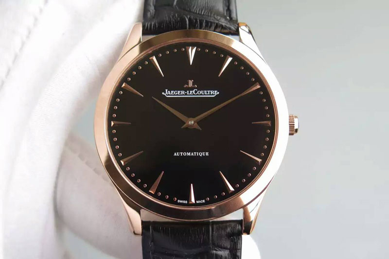 Jaeger-LeCoultre Master Ultra Thin RG Black Dial on Black Leather Strap A898