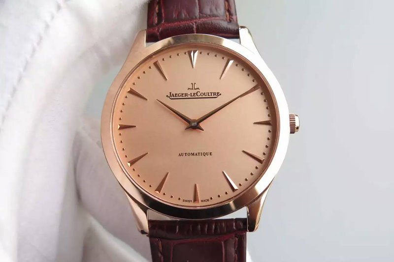 Jaeger-LeCoultre Master Ultra Thin RG Cream Dial on Black Leather Strap A898