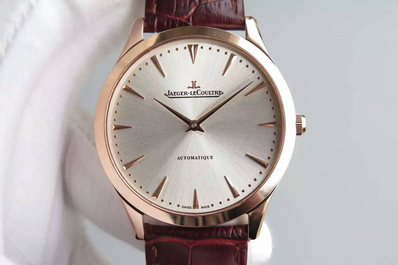 Jaeger-LeCoultre Master Ultra Thin RG White Dial on Black Leather Strap A898