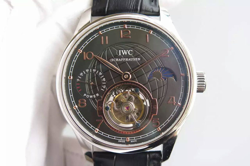 IWC Tourbillon Moonphase/Power Reserve SS/LE Gold Marker Black Dial