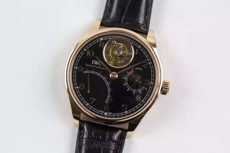 IWC Portuguese Tourbillon IW504602 RG TF Best Edition White Dial on Brown Croco Leather Strap