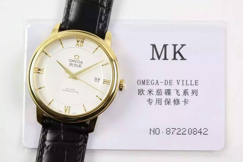 Omega De Ville MK 1:1 Best Edition YG Silver Dial on Brown Leather Strap A2500