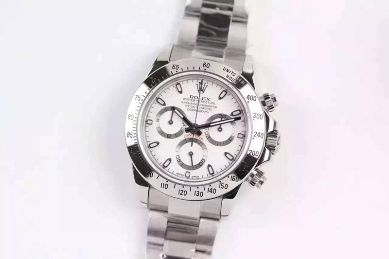 Rolex Daytona 116520 JF @9sec White Dial on SS Bracelet A7750
