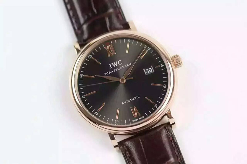 IWC Portofino Automatic RG Brown RG Stick Dial on Brown Leather Strap A2892