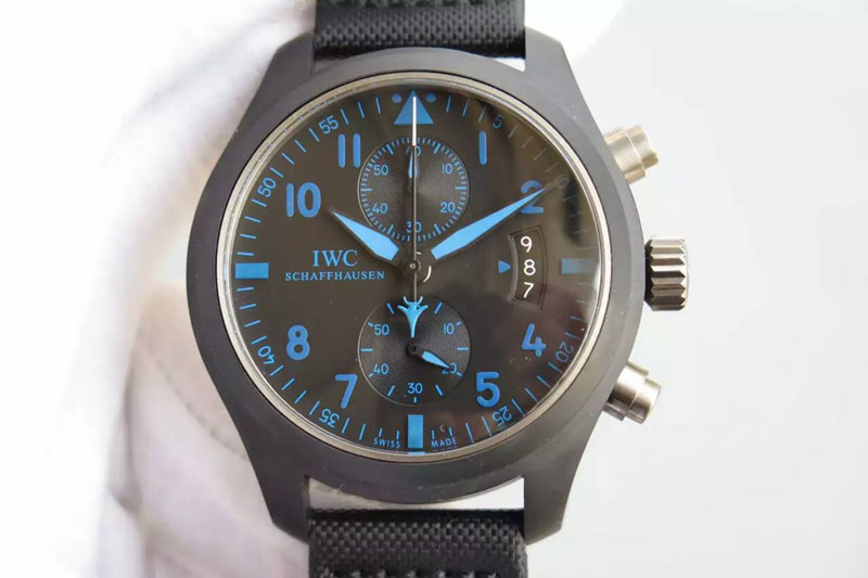 IWC Pilot Chrono IWC388003 Real Ceramic ZF 1:1 Best Edition on Black Nylon Strap A7750