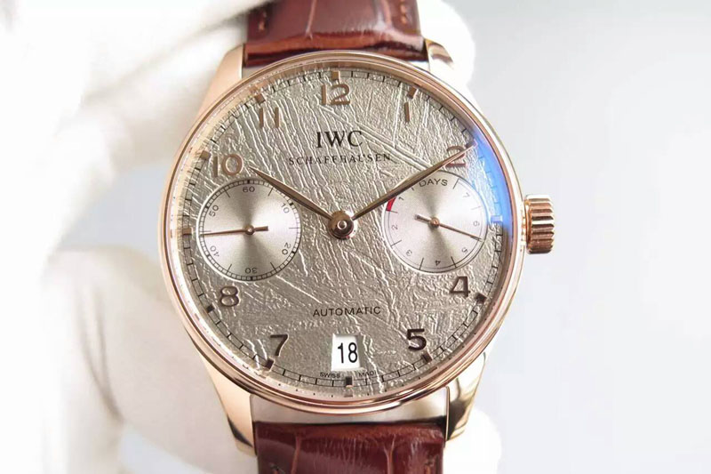 IWC Portuguese Real PR RG IW5001 YLF Best Edition Gray Textured Dial on Brown Leather Strap A52010