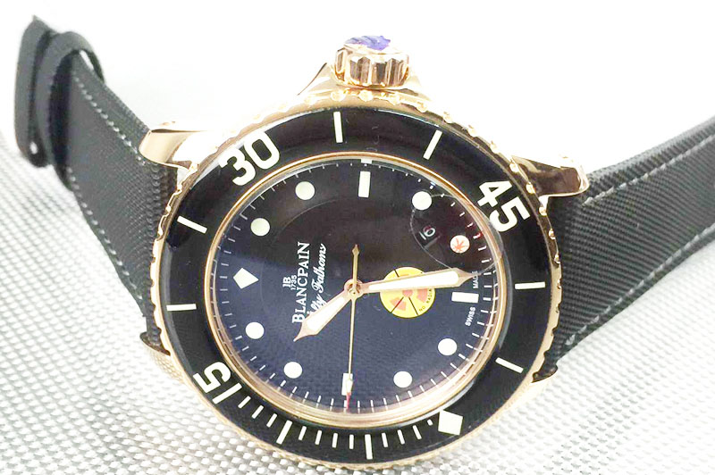Blancpain Fifty Fathoms 1:1 Noob Best Edition 18K Rose Gold Wrapped "No Radiation" Dial on Sail-canvas Strap A2836