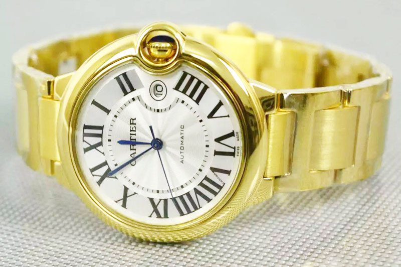 Cartier Ballon Bleu 42mm 18K Yellow Gold Wrapped White Texture Dial MIYOTA9015