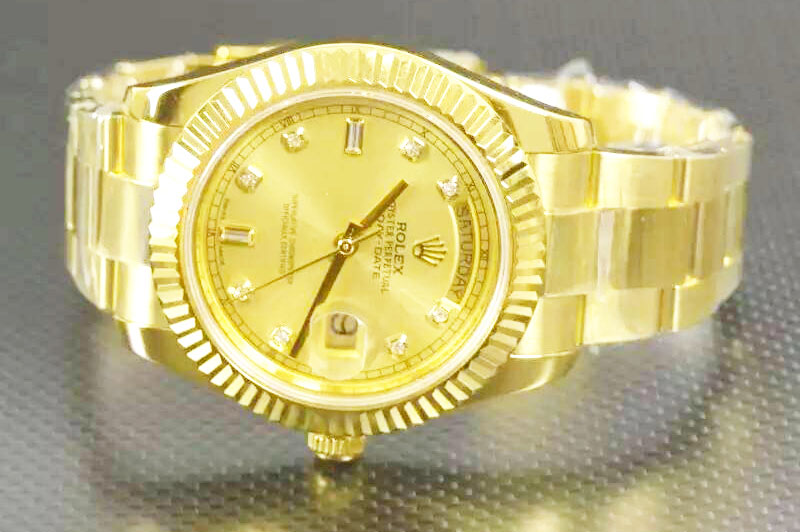 Rolex Day-Date II 18K Yellow Gold Wrapped Gold Diamond Dial A3156 Best Edition