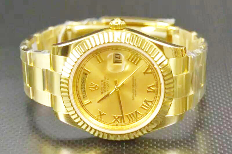 Rolex Day-Date II 18K Yellow Gold Wrapped Gold Roman Dial A3156 Best Edition