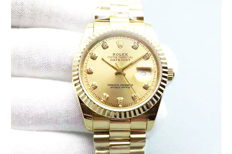 Rolex DateJust 36mm BP Best Edition Full 18K Yellow Gold Wrapped Gold Dial On SS Bracelet