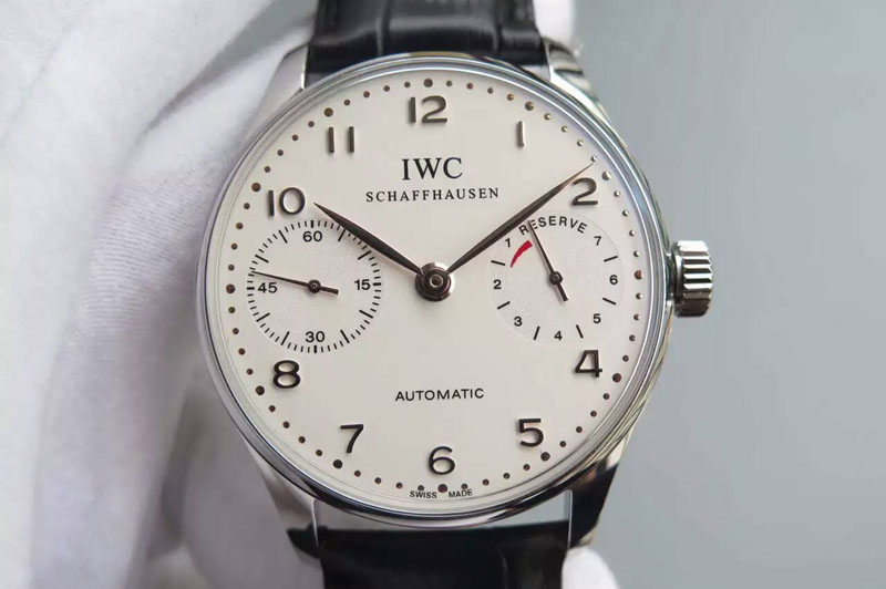 IWC Portuguese Real PR IW5001 SS YLF 1:1 Best Edition All White Dial SS Hands on Black Leather Strap A52010 V3
