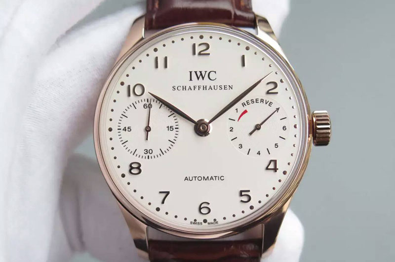 IWC Portuguese Real PR IW5001 RG YLF 1:1 Best Edition All White Dial on Brown Leather Strap A52010 V3