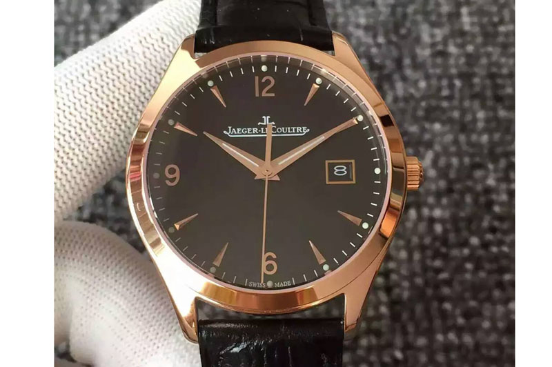 Jaeger-LeCoultre Master Ultra Thin Date RG Black Dial Arabic Markers on Black Leather Strap MIYOTA 9015