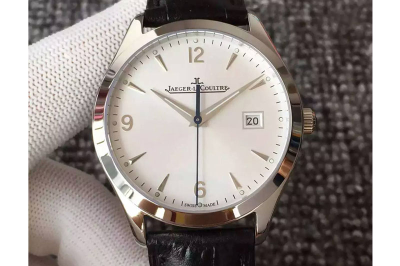 Jaeger-LeCoultre Master Ultra Thin Date SS Silver Dial Arabic Markers on Black Leather Strap MIYOTA 9015