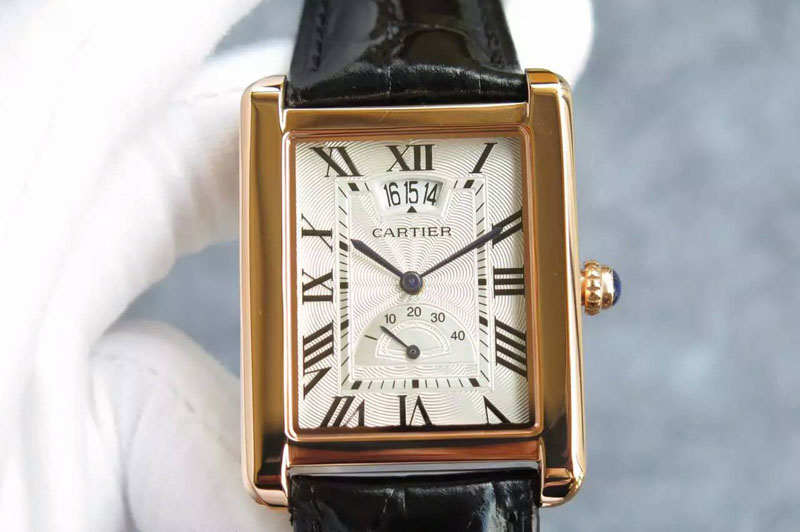 Cartier Rose Gold Power Reserve Extra Large Tank Watches A2824