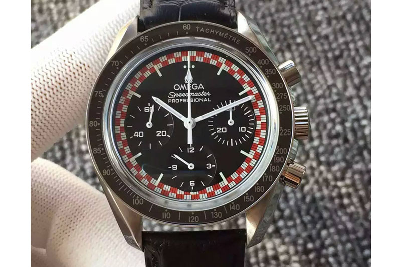 Omega Speedmaster JH SS 'Work on the Moon' Black dial on Black Leather Strap
