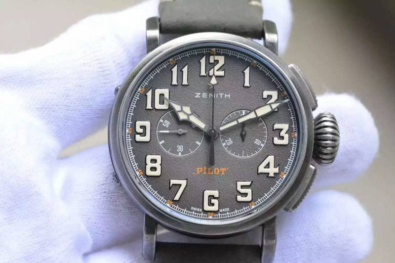 Zenith Pilot Type 20 Extra Special V6F Vintage Best Edition SS 45mm Black Dial on Brown Asso Strap A7750 MORE DETAILS