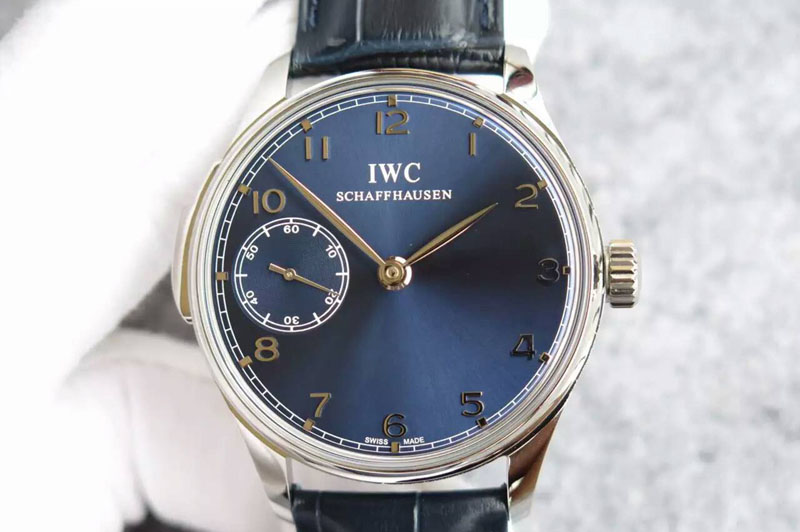 IWC Portuguese SS IW5242 YLF Blue Dial on Blue Leather Strap A95290