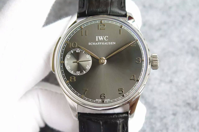 IWC Portuguese SS IW524205 YLF Gray Dial on Brown Leather Strap A95290