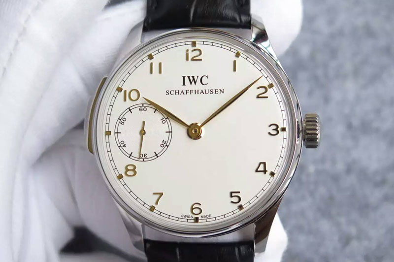 IWC Portuguese SS IW5242 YLF White Dial RG Markers on Brown Leather Strap A95290