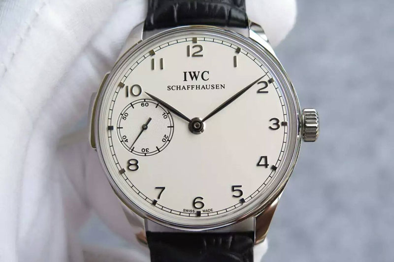 IWC Portuguese SS IW524204 YLF White Dial on Black Leather Strap A95290