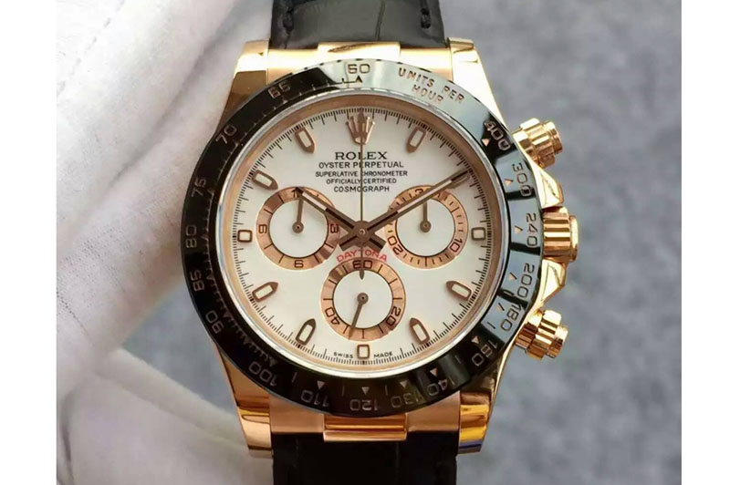 Rolex Daytona 116515 JH 1:1 Best Edition White Dial on Black Leather Strap A4130