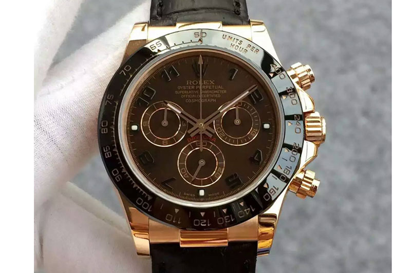 Rolex Daytona 116515 JH 1:1 Best Edition Chocolate Dial on Black Leather Strap A4130