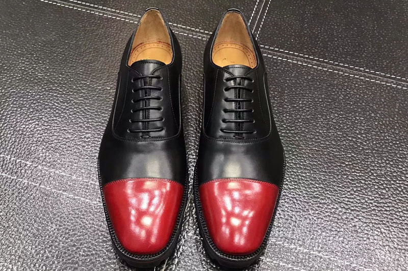 Christian Louboutin 2017 Mens Original Leather Flat And Shoes Black/Red