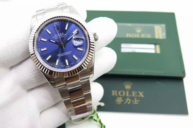 Rolex Datejust II 116334 SS 41mm Blue Dial Sticks Markers On SS Bracelet A3136