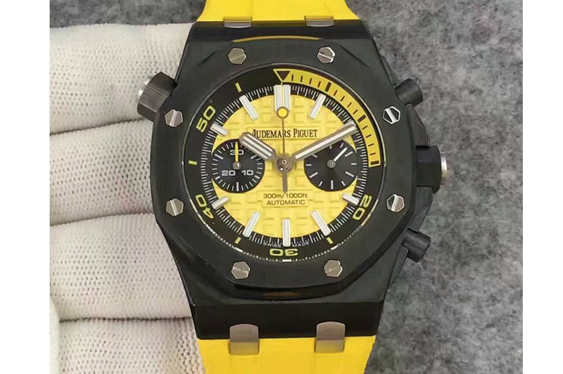 Audemars Piguet Royal Oak Offshore Diver Chronograph JH PVD Yellow Dial on Yellow Rubber Strap A3124