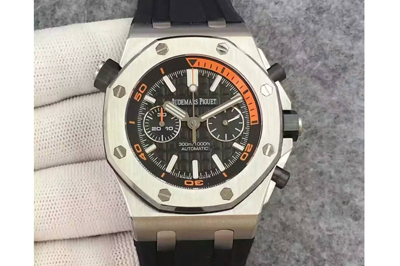Audemars Piguet Royal Oak Offshore Diver Chronograph JH Black Dial on Black Rubber Strap A3124